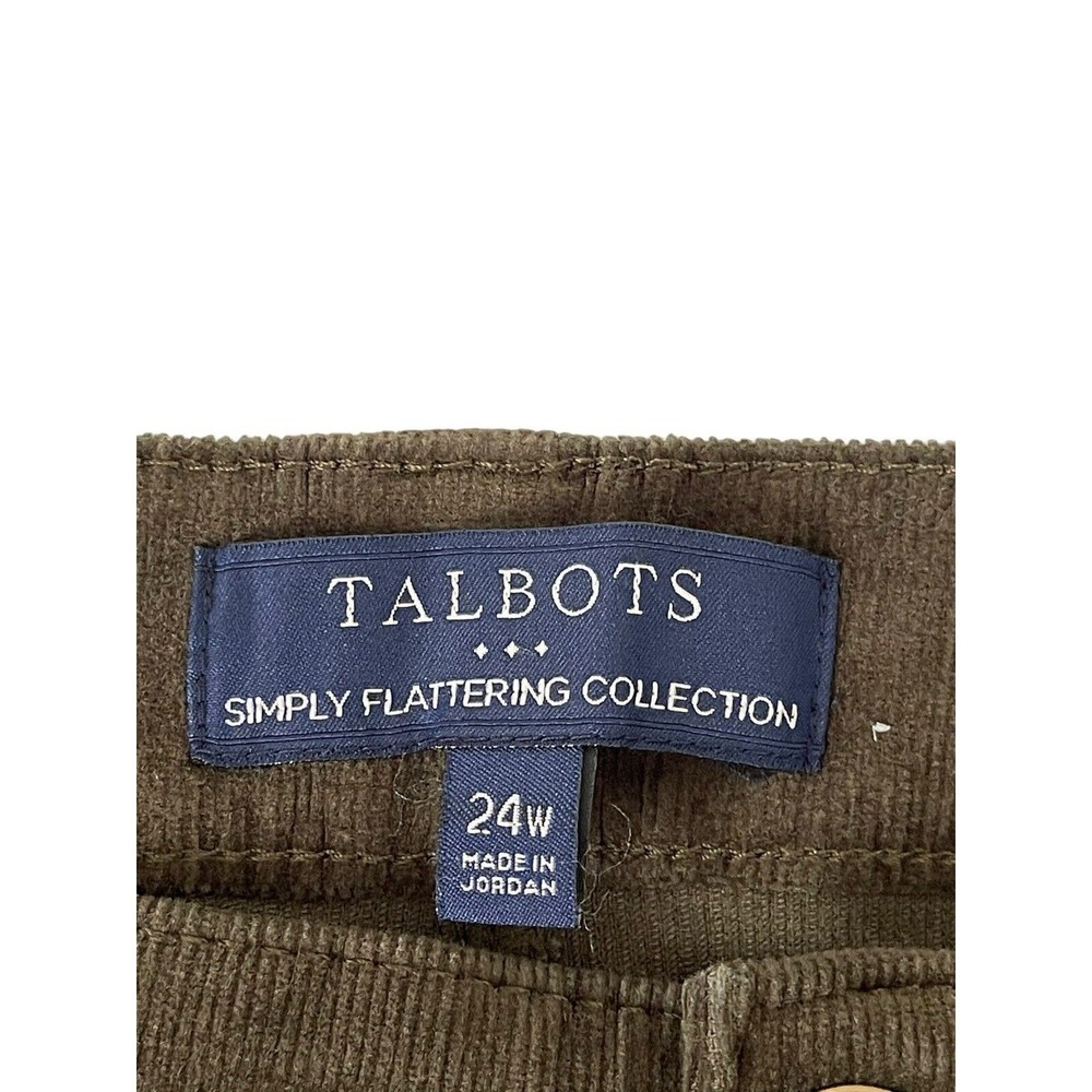 Talbots Simply Flattering 5 Pocket‎ Corduroy Pants 24W Plus Olive Straight NWT - Picture 6 of 11